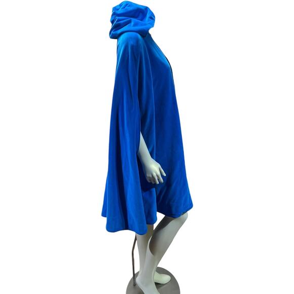 Royal Azure Velvet Hooded Cape with Satin Lining - Picture 5 of 15